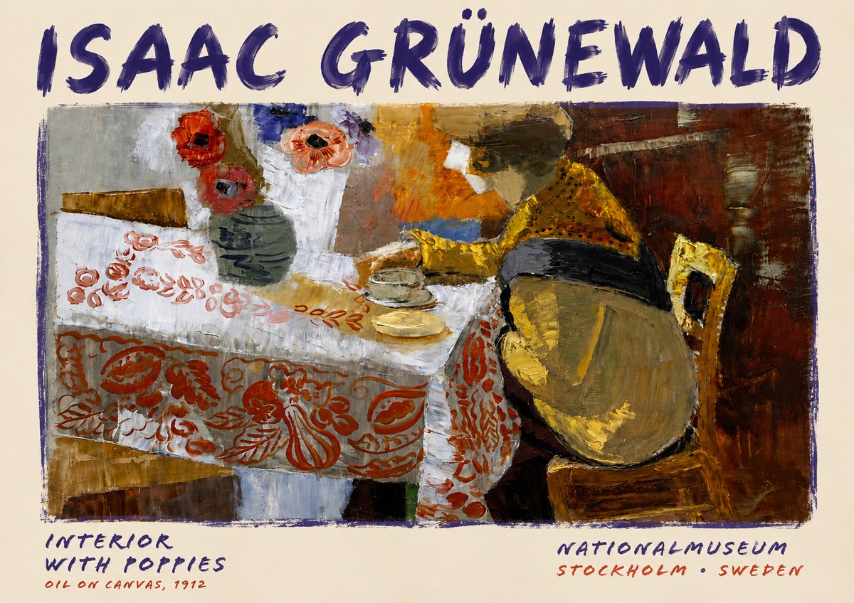 Isaac Grünewald Interior with Poppies No6 - Plakat