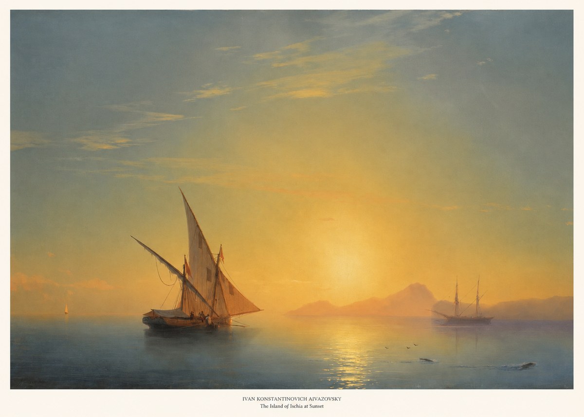 Ivan Konstantinovich Aivazovsky The Island of Ischia at Sunset No6 - Plakat