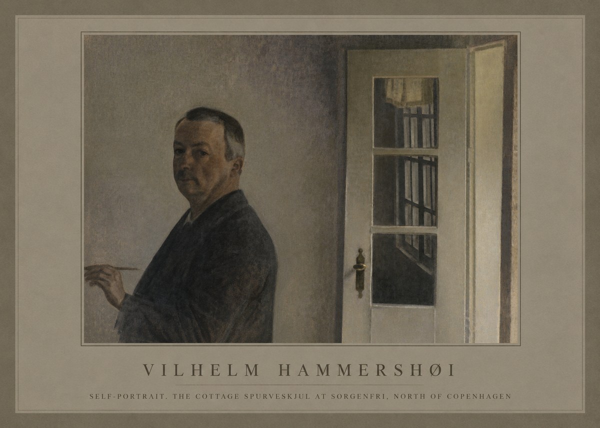 Vilhelm Hammershøi Self-portrait. the Cottage Spurveskjul at Sorgenfri, North of Copenhagen No1 - Plakat