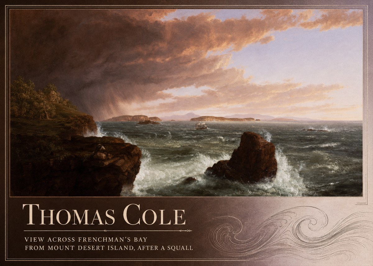 Thomas Cole View Across Frenchman's Bay from Mount Desert Island, After a Squall II No2 - Plakat