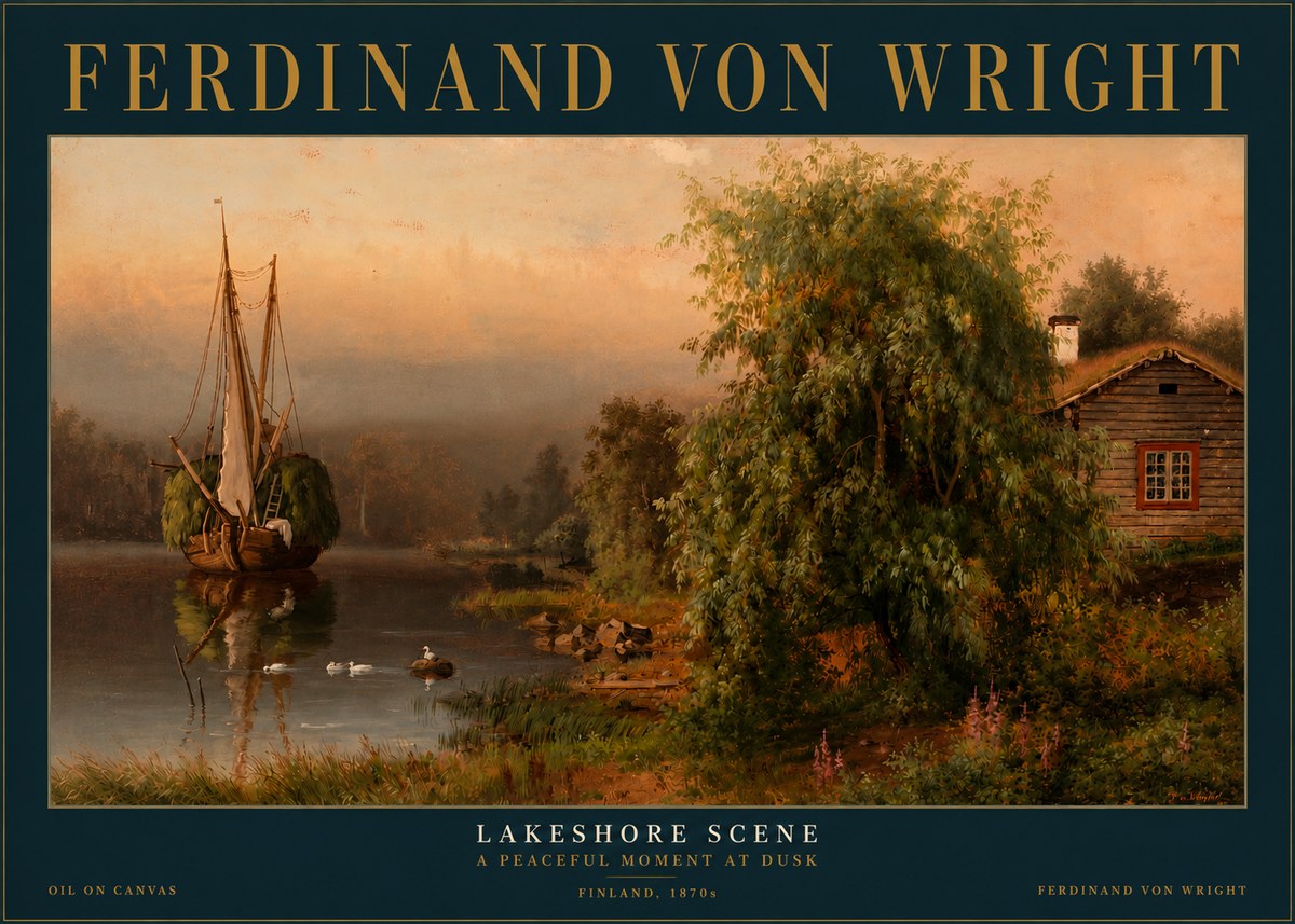 Ferdinand von Wright Lakeshore Scene No3 - Plakat