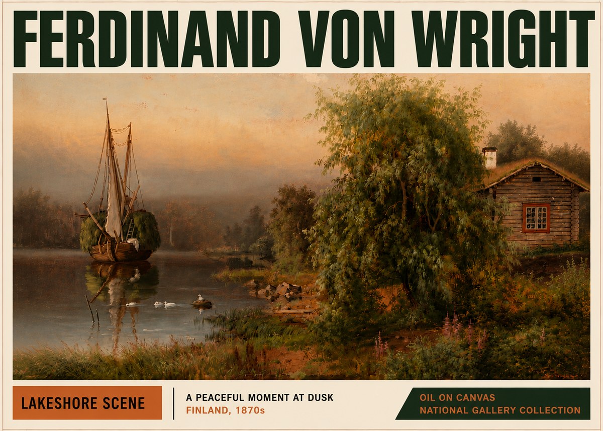 Ferdinand von Wright Lakeshore Scene No5 - Plakat