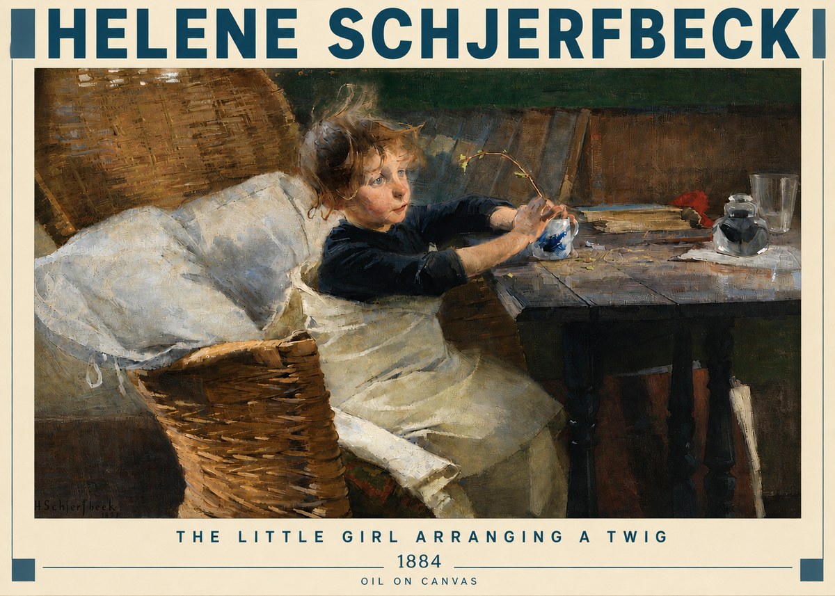 Helene Schjerfbeck The Little Girl Arranging a Twig No3 - Plakat