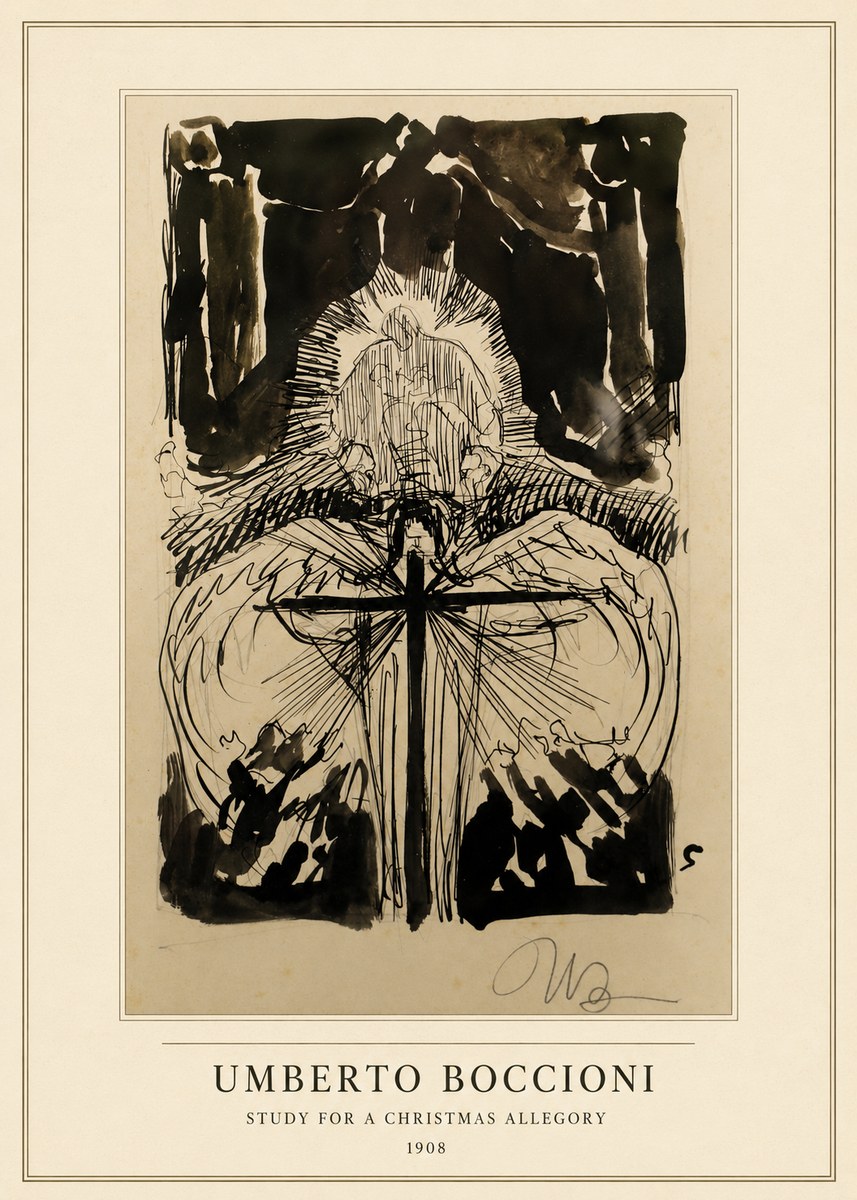 Umberto Boccioni Study for a Christmas Allegory No3 - Plakat
