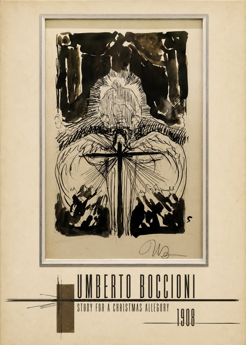 Umberto Boccioni Study for a Christmas Allegory No5 - Plakat