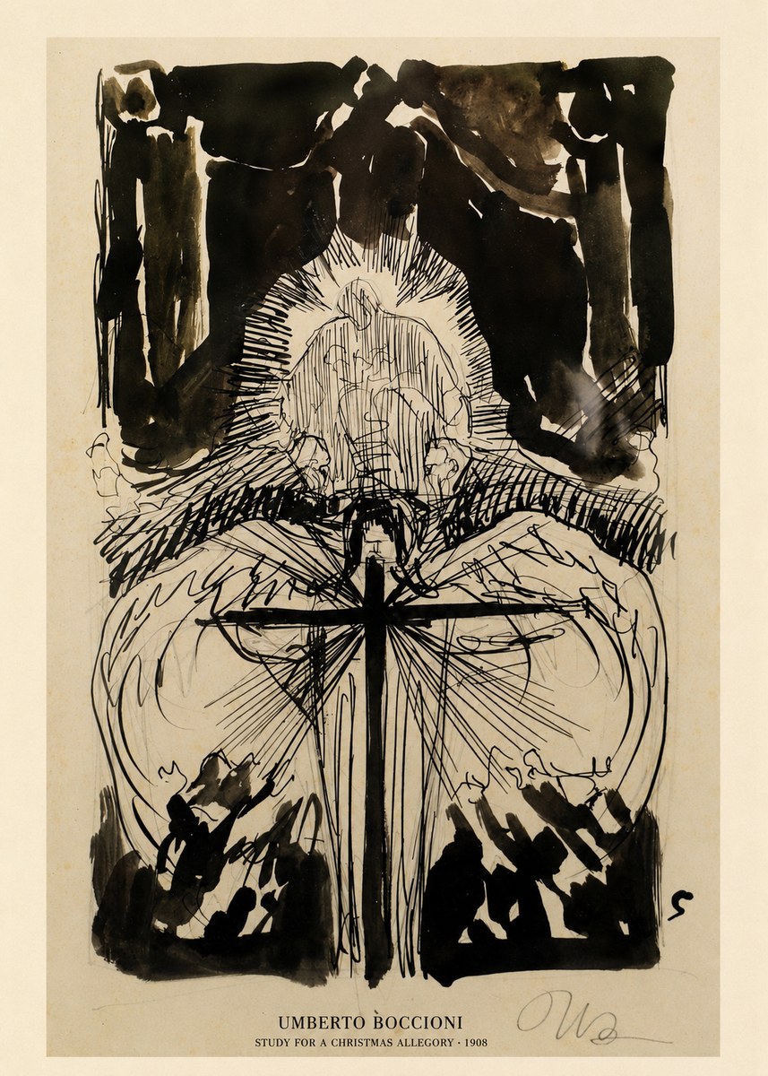 Umberto Boccioni Study for a Christmas Allegory No6 - Plakat