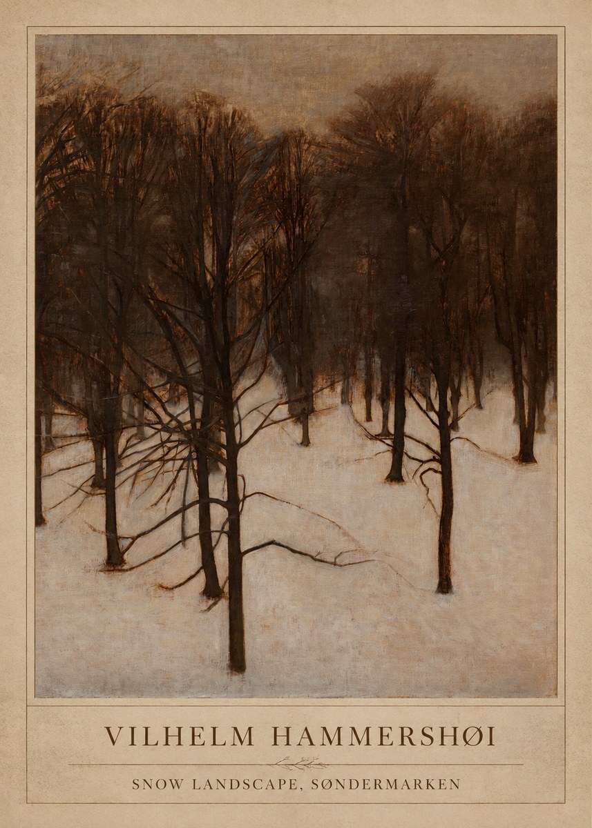 Vilhelm Hammershøi Snow Landscape, Søndermarken No1 - Plakat