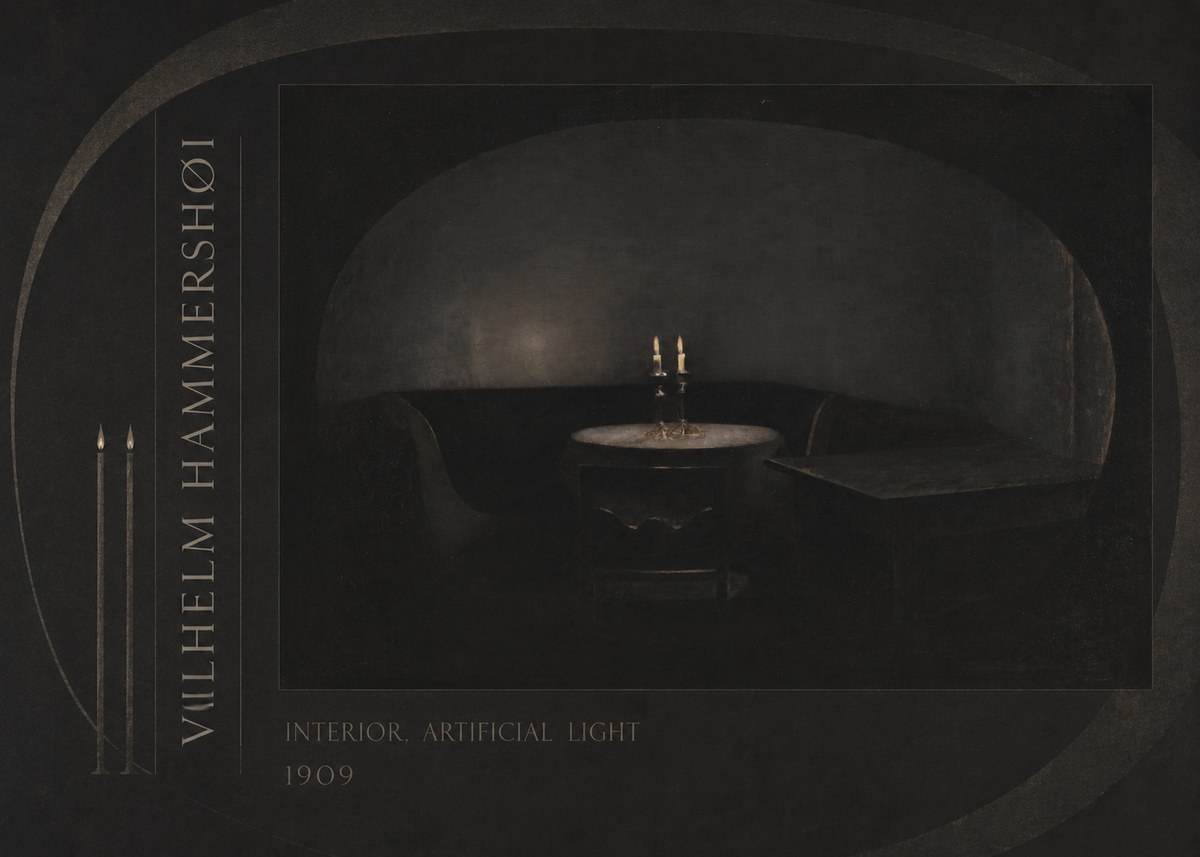 Vilhelm Hammershøi Interior, Artificial Light No6 - Plakat