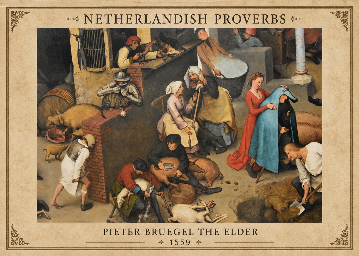 Pieter Bruegel Netherlandish Proverbs VIII No1 - Plakat
