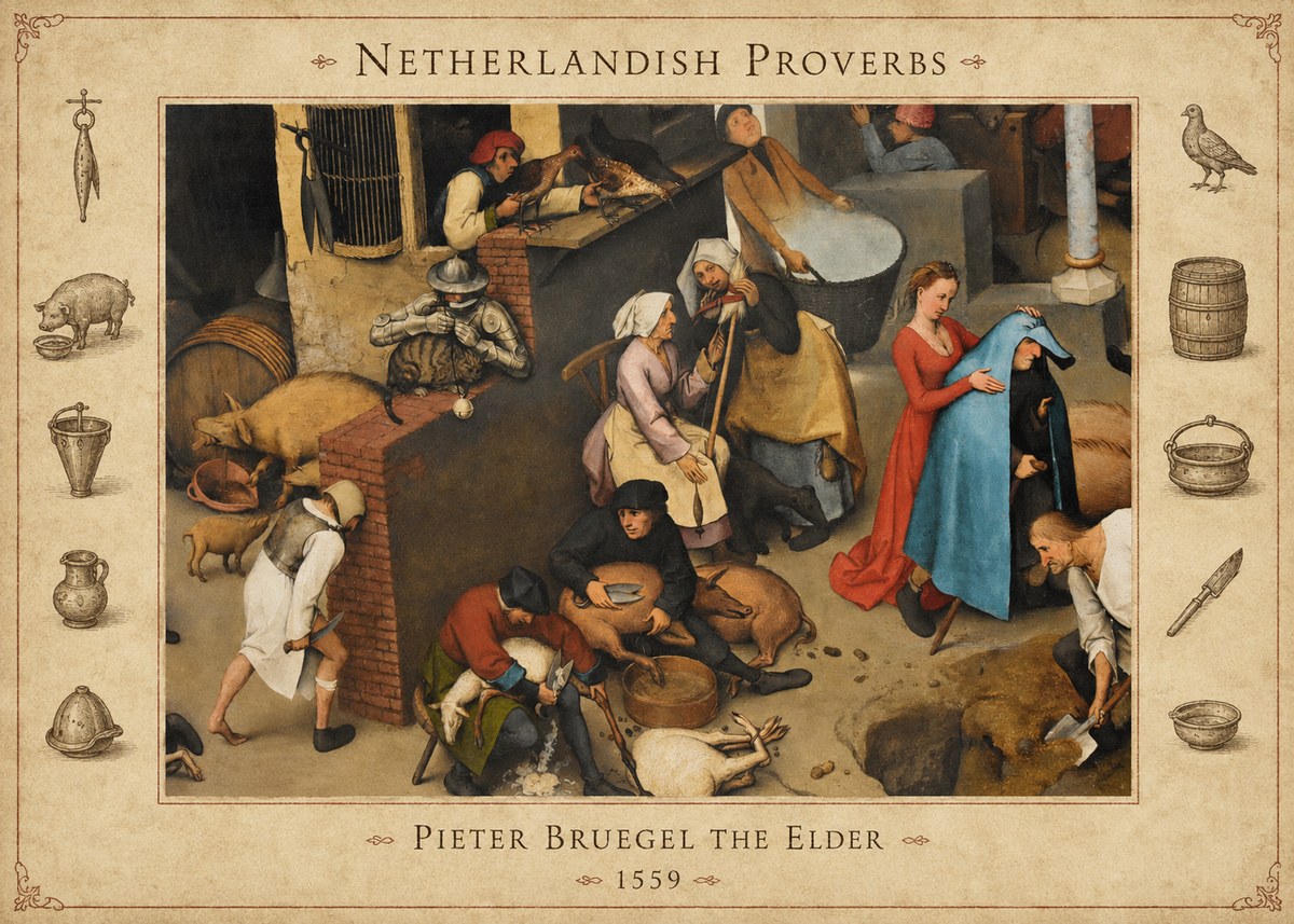 Pieter Bruegel Netherlandish Proverbs VIII No4 - Plakat
