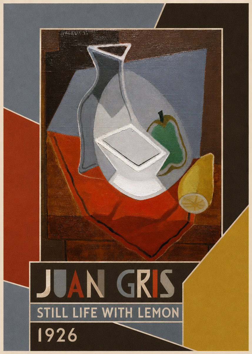 Juan Gris Still Life with Lemon No3 - Plakat