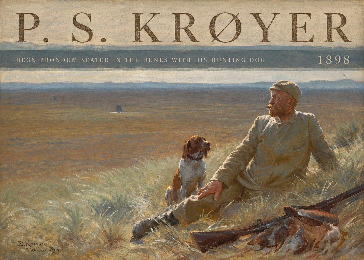 P.S. Krøyer Degn Brøndum Seated in the Dunes with His Hunting Dog No4 - Plakat