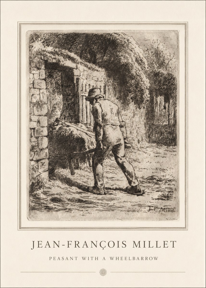 Jean-François Millet Peasant with a Wheelbarrow No4 - Plakat