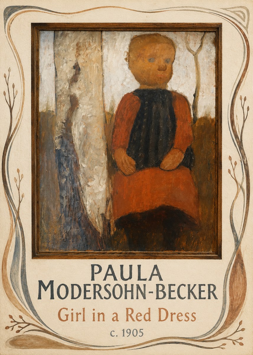 Paula Modersohn-Becker Girl in a Red Dress No3 - Plakat