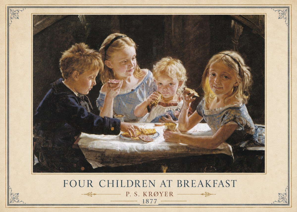 P.S. Krøyer Four Children at Breakfast No3 - Plakat