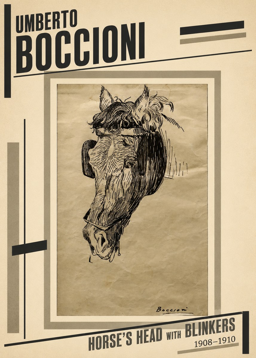 Umberto Boccioni Horse's Head with Blinkers No2 - Plakat