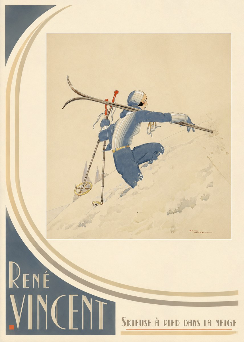 René Vincent Skieuse À Pied Dans La Neige No3 - Plakat