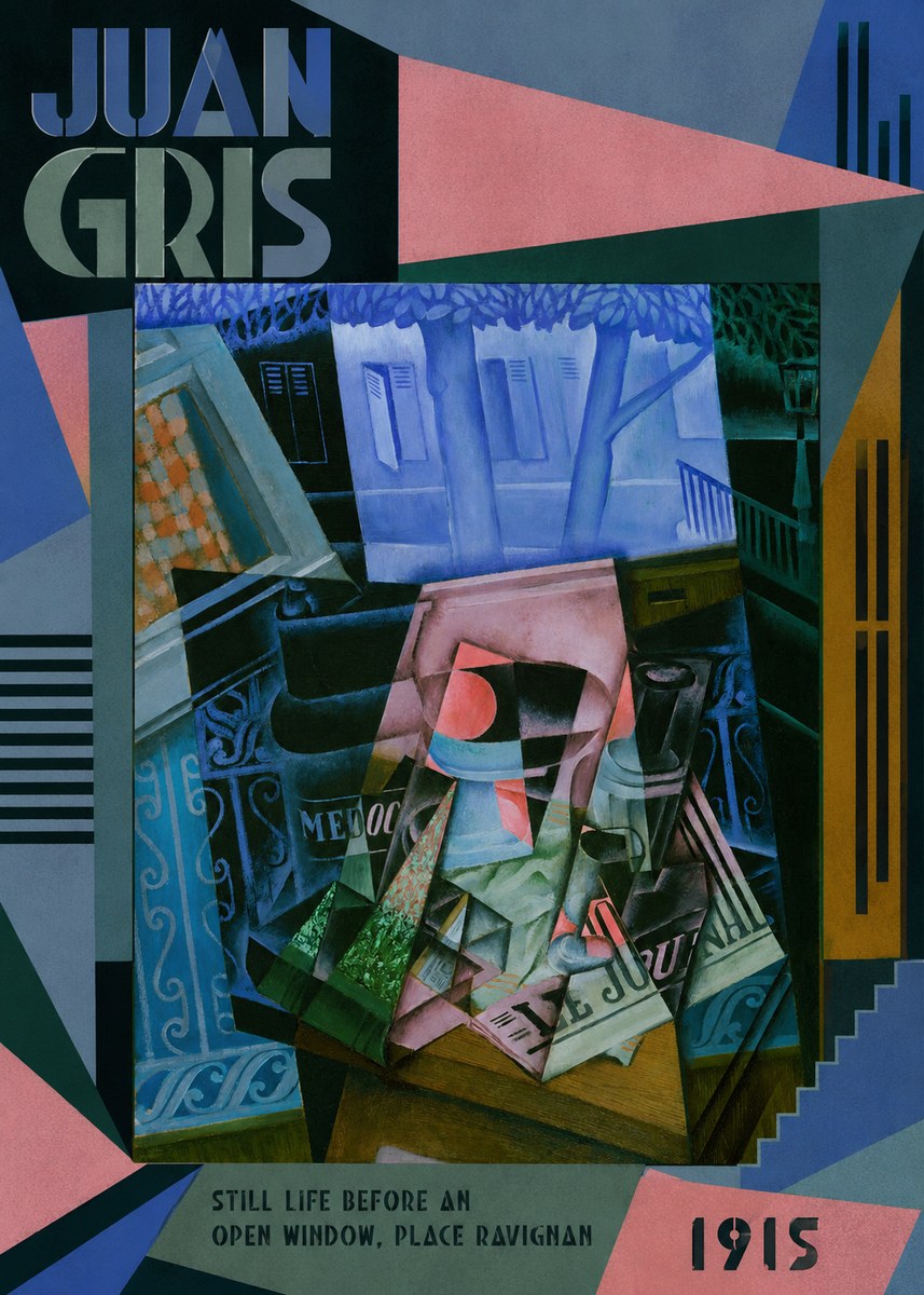 Juan Gris Still Life Before an Open Window, Place Ravignan No6 - Plakat