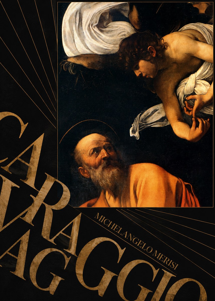Michelangelo Merisi da Caravaggio The Inspiration of Saint Matthew I No5 - Plakat