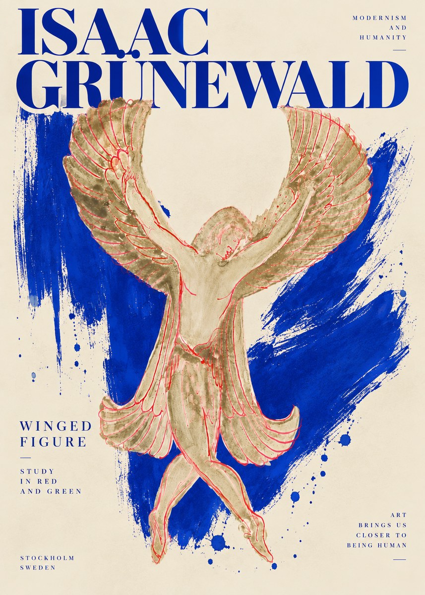 Isaac Grünewald Winged Figure Study in Red and Green No6 - Plakat