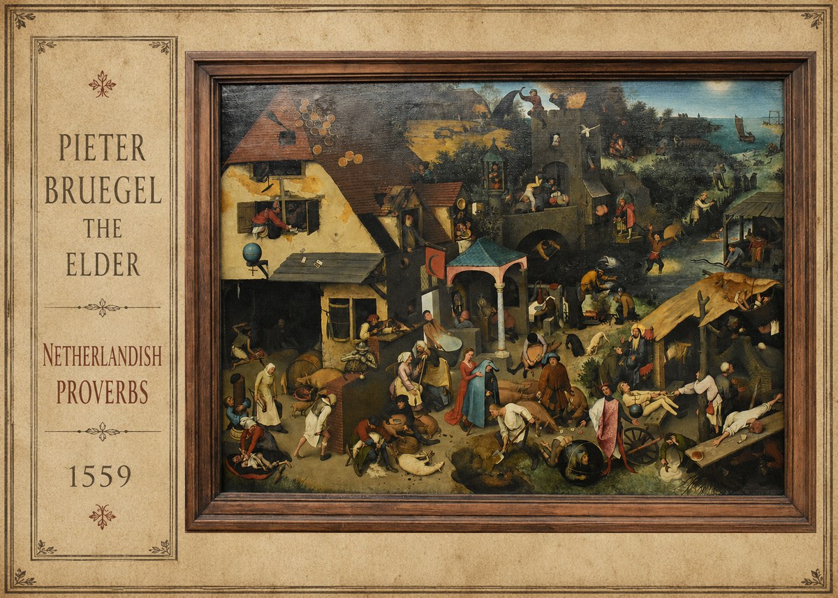 Pieter Bruegel Netherlandish Proverbs XI No2 - Plakat