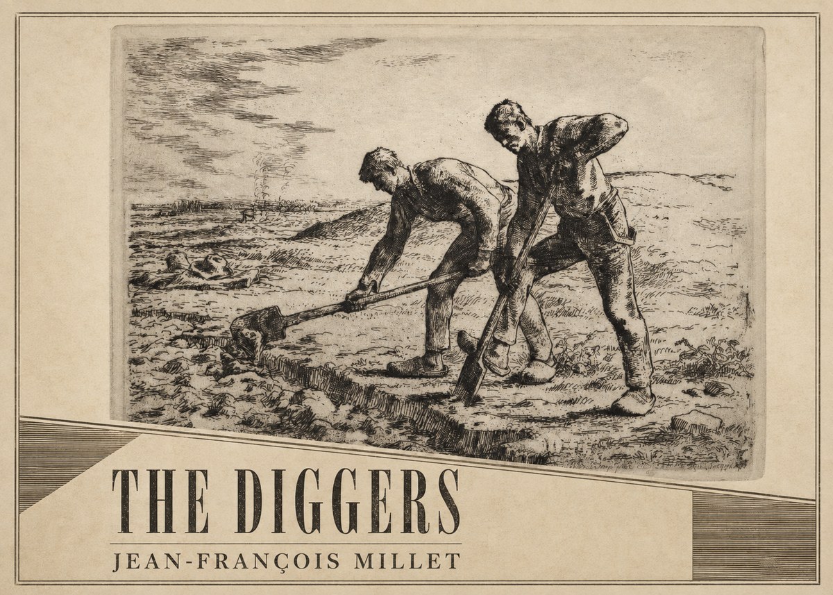 Jean-François Millet The Diggers No2 - Plakat