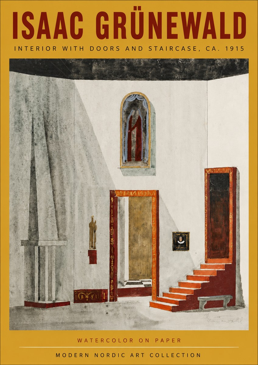 Isaac Grünewald Interior with Doors and Staircase, Ca. 1915 No4 - Plakat