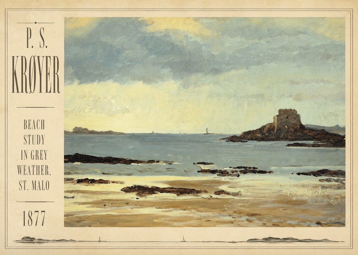 P.S. Krøyer Beach Study in Grey Weather, St. Malo No2 - Plakat