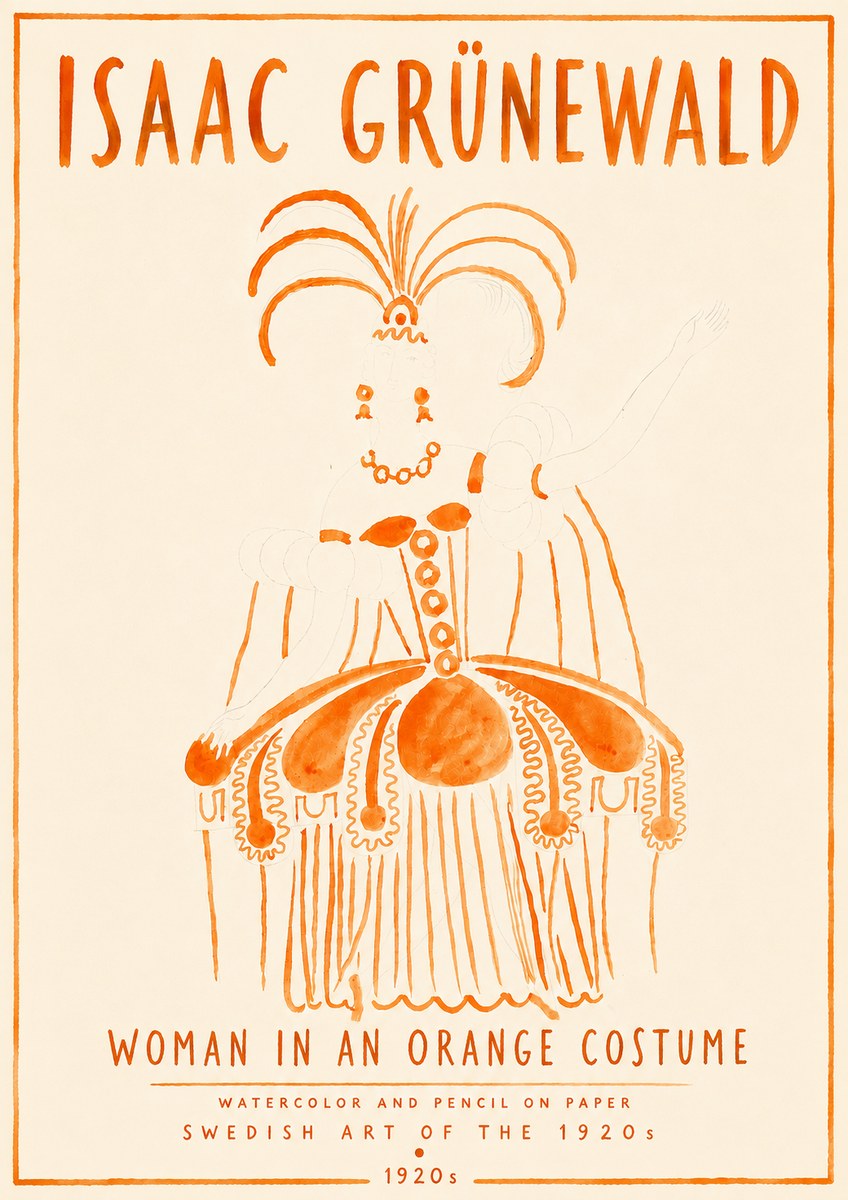 Isaac Grünewald Woman in an Orange Costume No6 - Plakat
