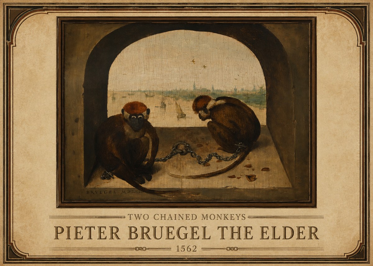 Pieter Bruegel Two Chained Monkeys I No1 - Plakat