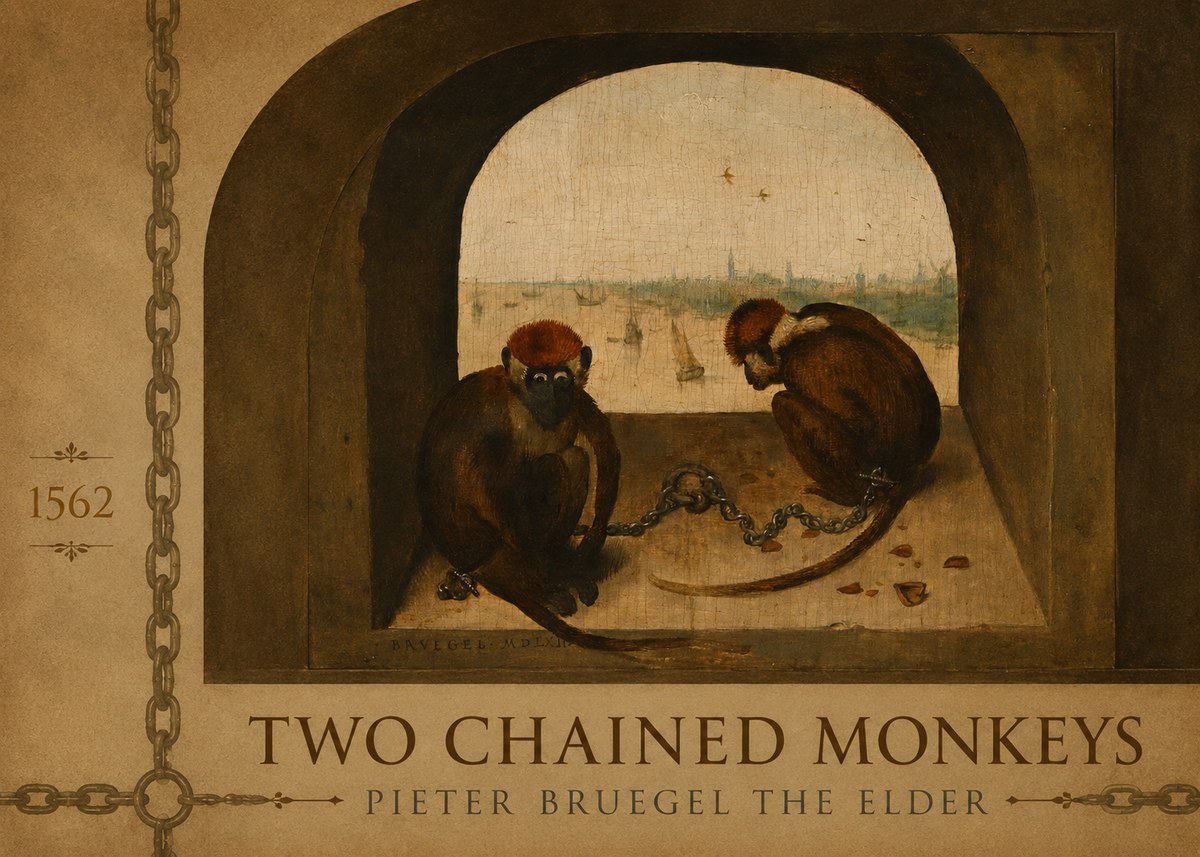 Pieter Bruegel Two Chained Monkeys I No2 - Plakat
