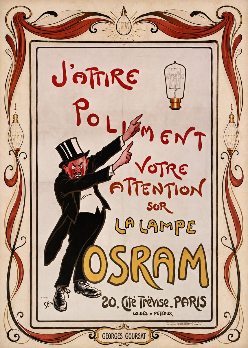 Georges Goursat J'attire Poliment Votre Attention Sur La Lampe Osram No4 - Plakat