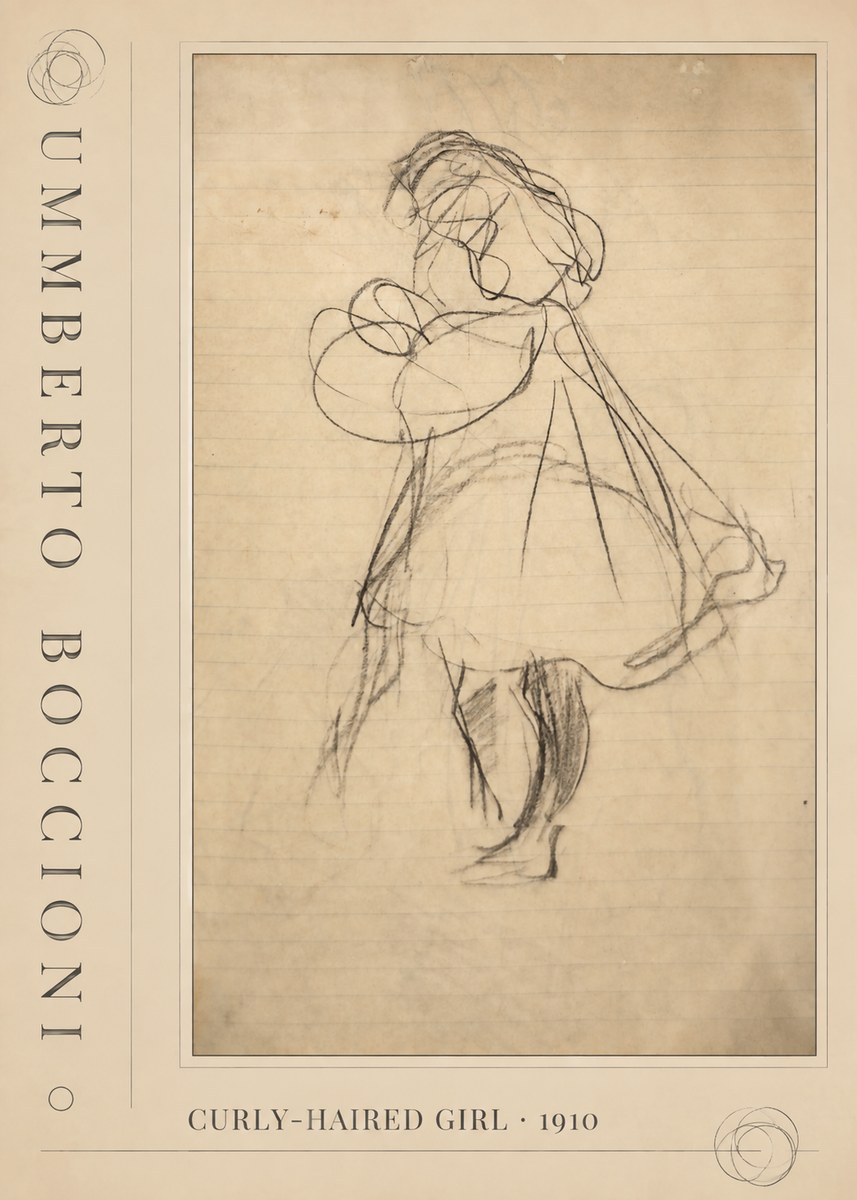 Umberto Boccioni Curly-haired Girl No3 - Plakat