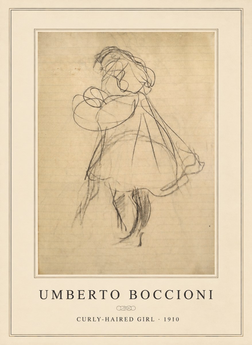 Umberto Boccioni Curly-haired Girl No6 - Plakat