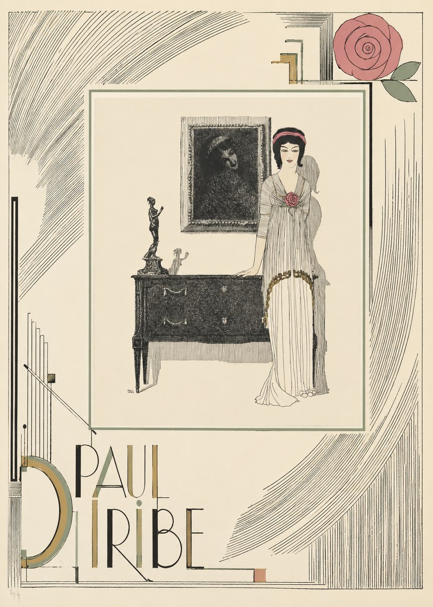 Paul Iribe Elegant Figure in Art Deco Interior No6 - Plakat