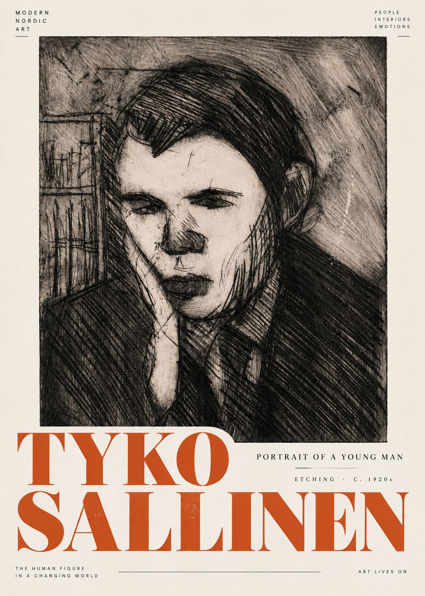 Tyko Sallinen Portrait of a Young Man No5 - Plakat