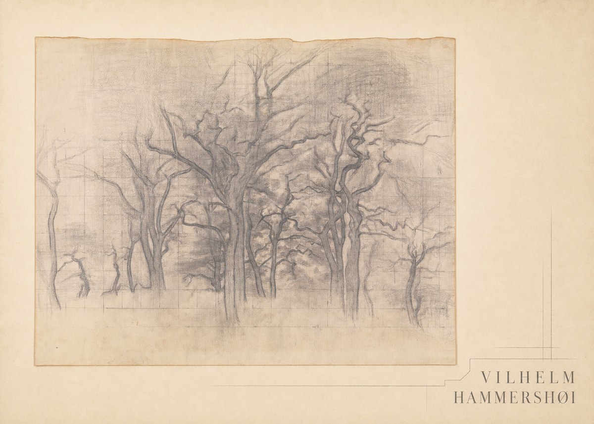 Vilhelm Hammershøi Oak Trees No4 - Plakat