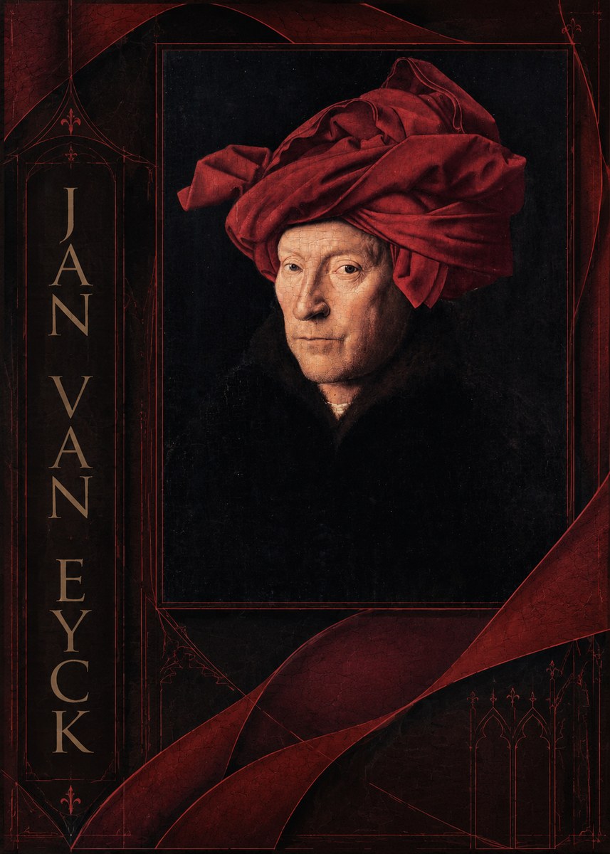 Jan van Eyck Portrait of a Man in a Turban No2 - Plakat