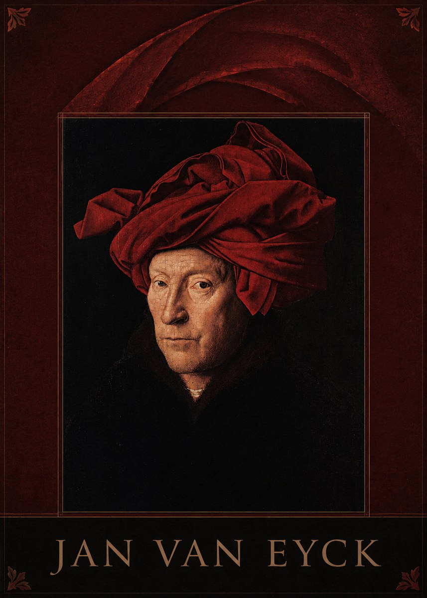 Jan van Eyck Portrait of a Man in a Turban No6 - Plakat