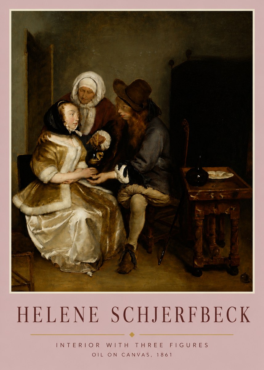 Helene Schjerfbeck Interior with Three Figures No4 - Plakat