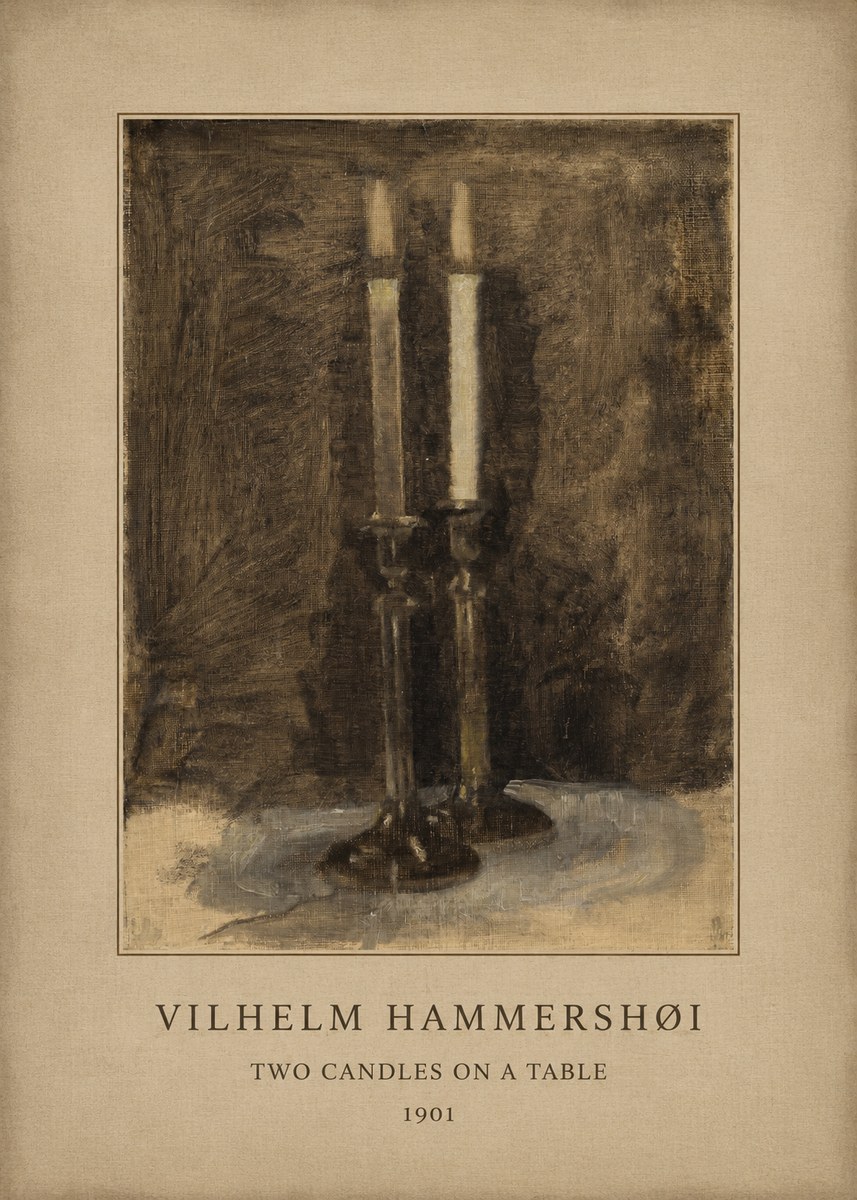 Vilhelm Hammershøi Two Candles on a Table No5 - Plakat