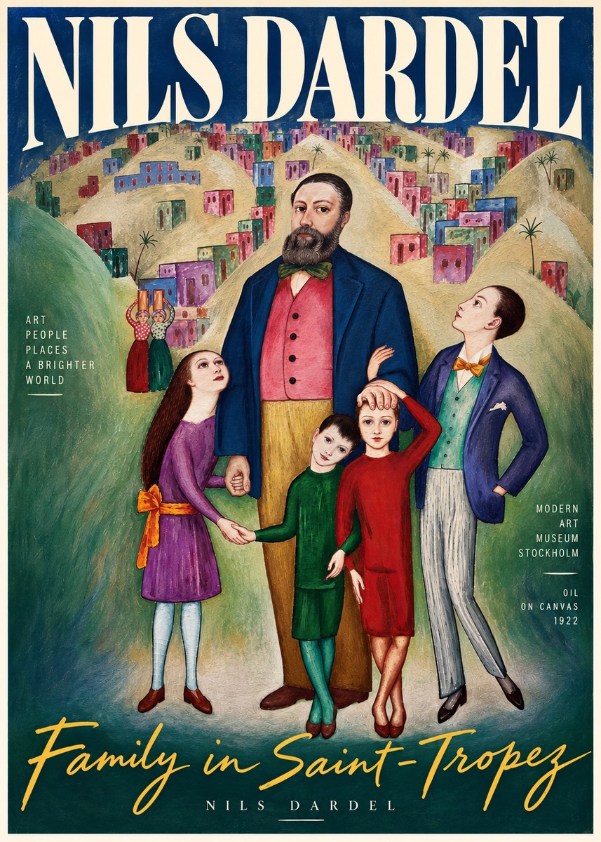 Nils Dardel Family in Saint-tropez No4 - Plakat