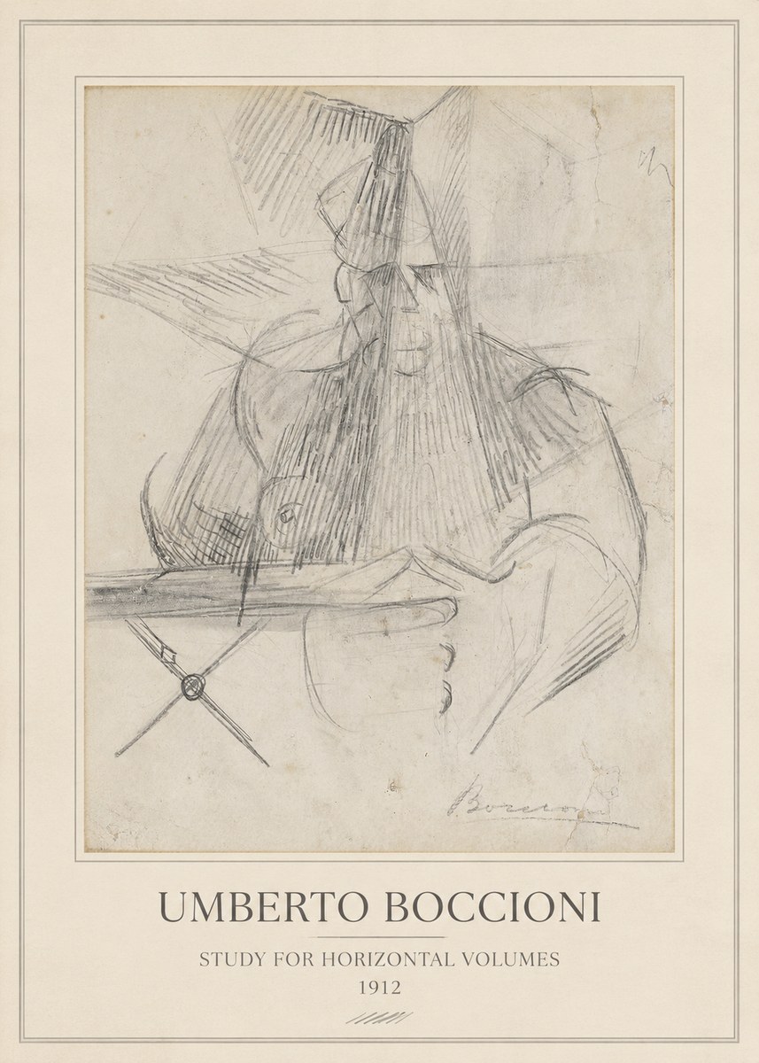 Umberto Boccioni Study for Horizontal Volumes No3 - Plakat