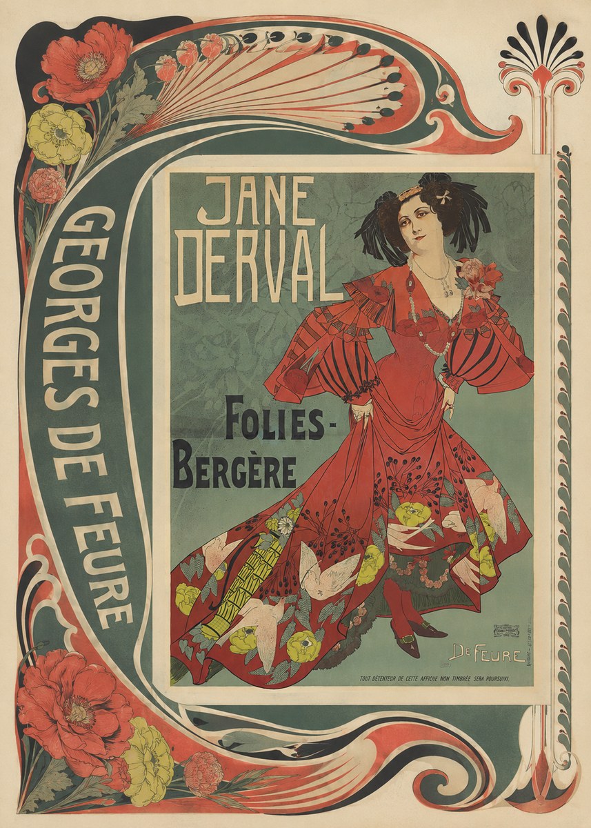 Georges de Feure Jane Derval - Folies-bergère III No2 - Plakat