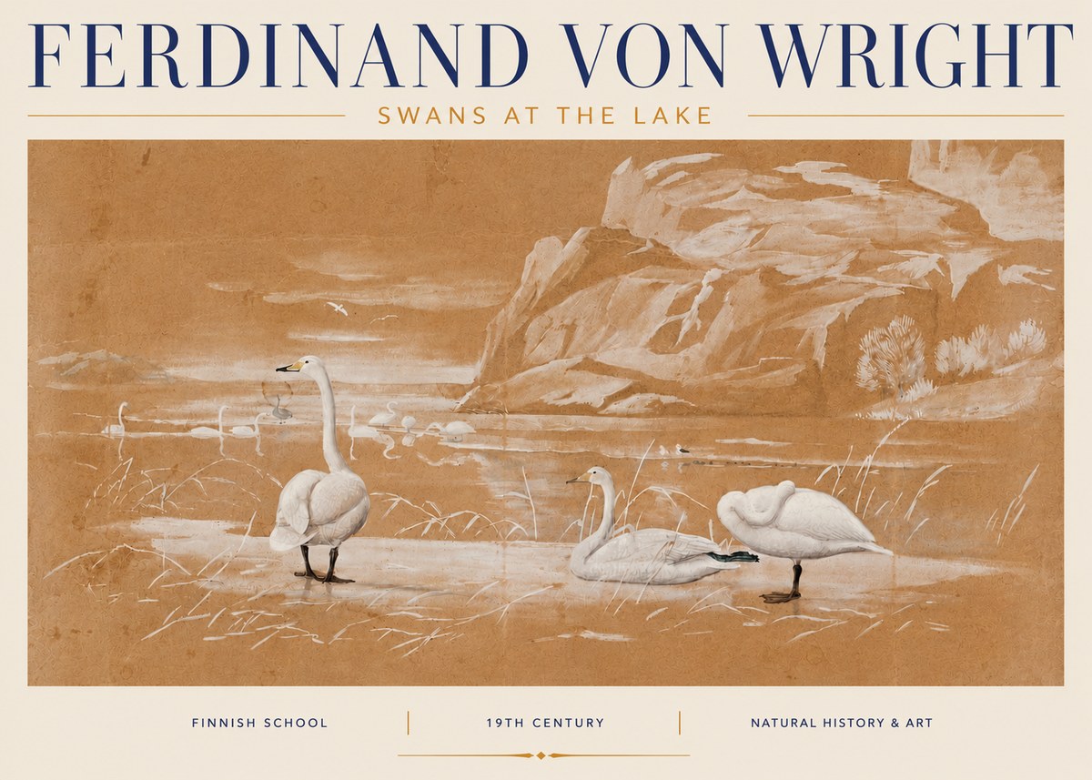 Ferdinand von Wright Swans at the Lake No4 - Plakat