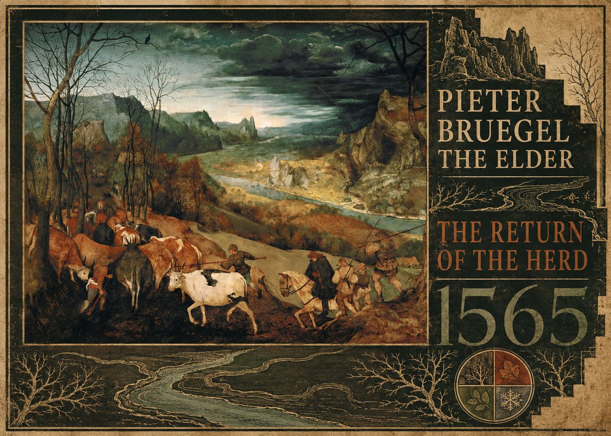 Pieter Bruegel The Return of the Herd No5 - Plakat