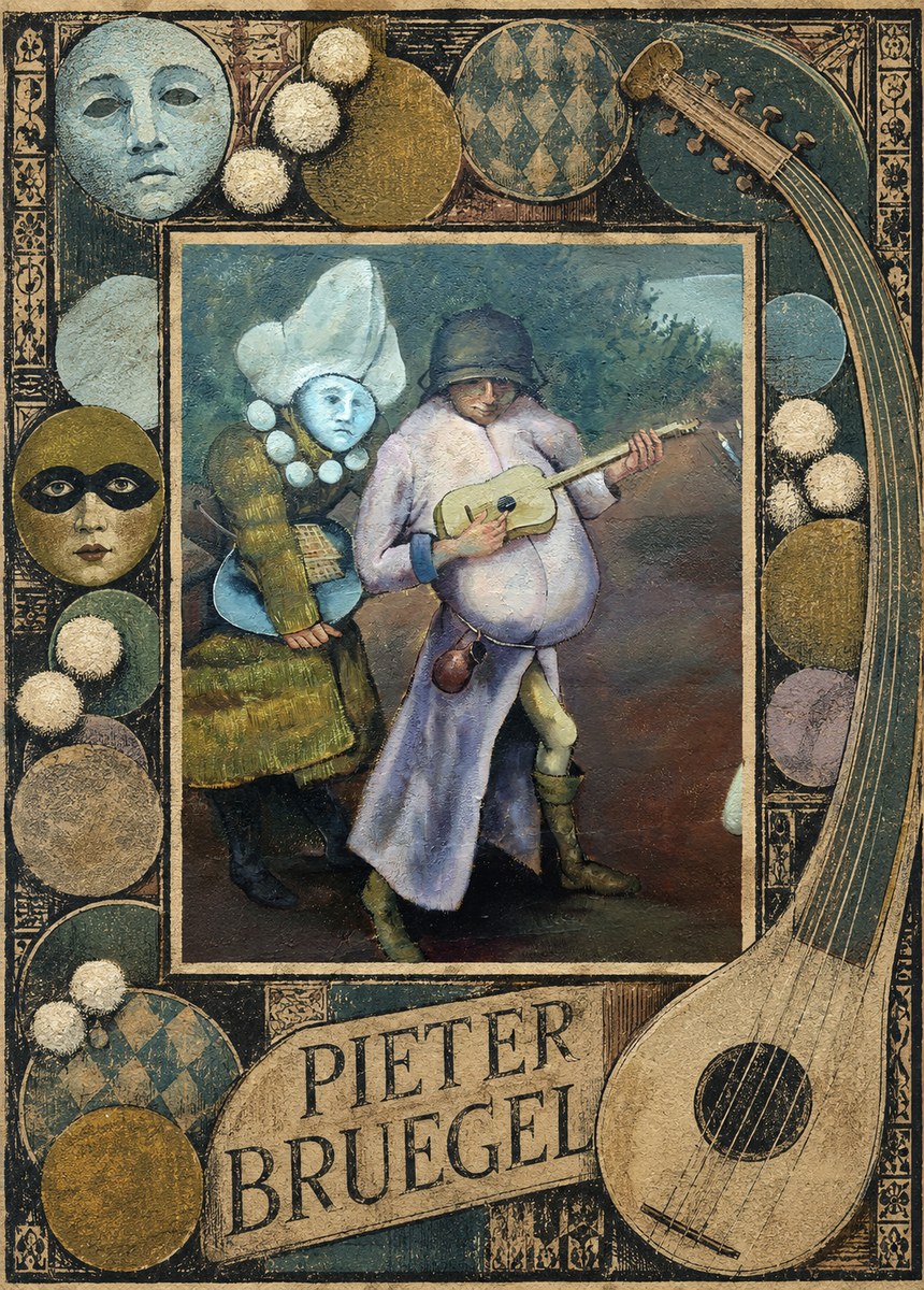 Pieter Bruegel Two Figures with a Lute No6 - Plakat