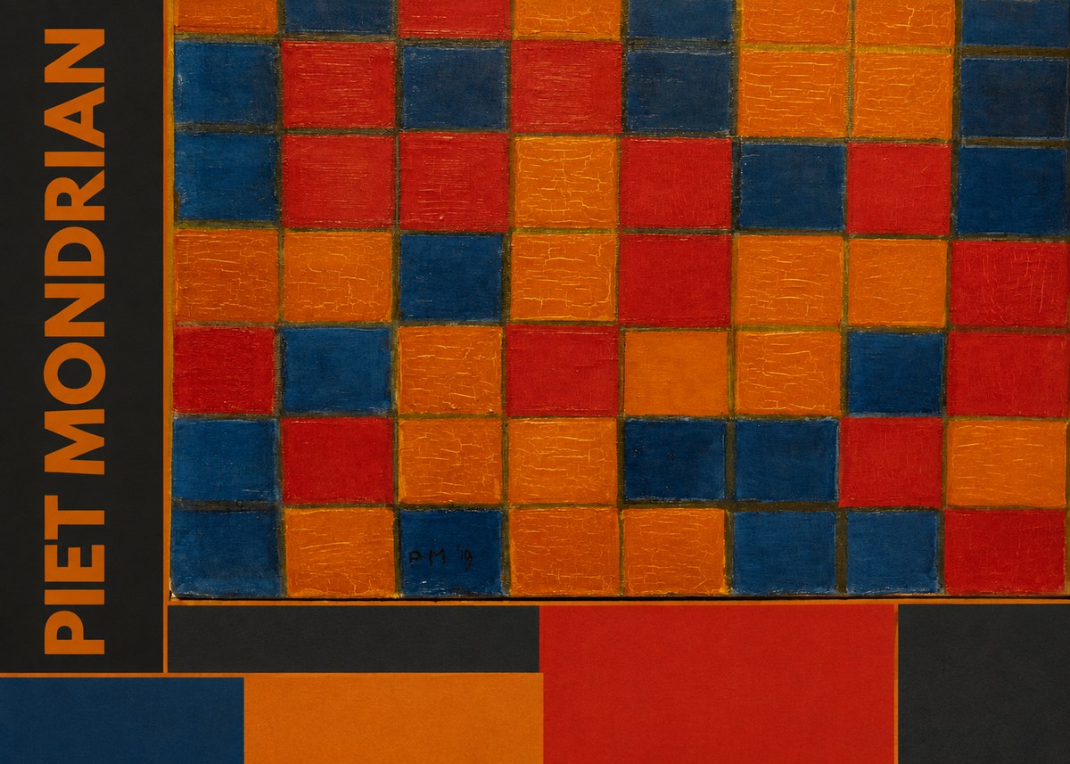 Piet Mondrian Checkerboard Composition with Dark Colors No2 - Plakat