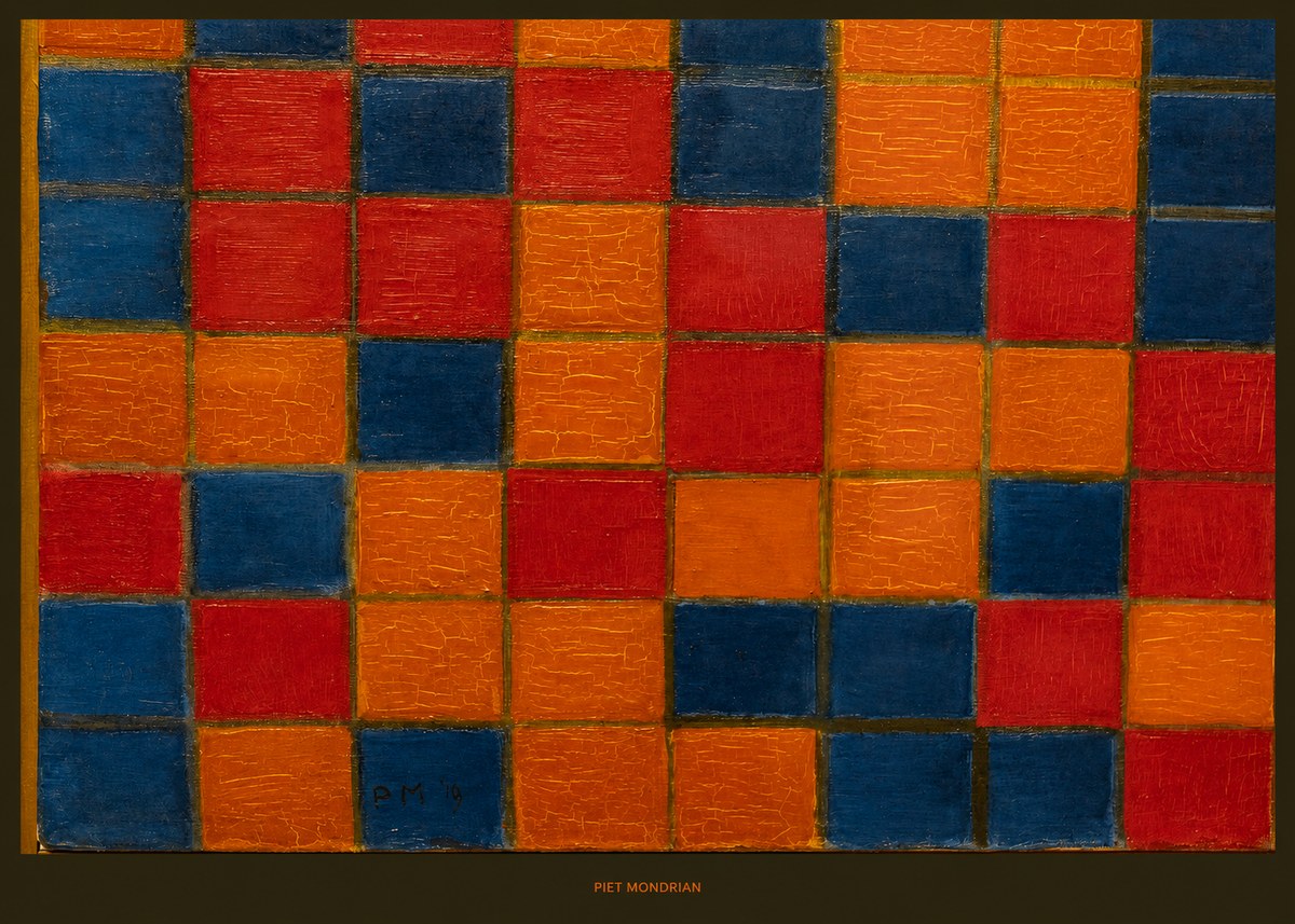 Piet Mondrian Checkerboard Composition with Dark Colors No6 - Plakat