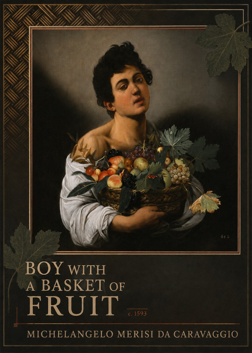 Michelangelo Merisi da Caravaggio Boy with a Basket of Fruit No6 - Plakat